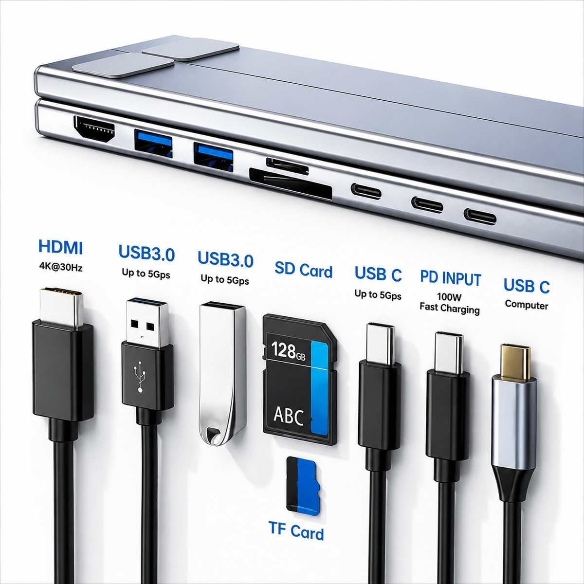8-in-1 Laptop Docking Station Stand