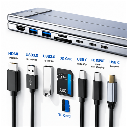8-in-1 Laptop Docking Station Stand