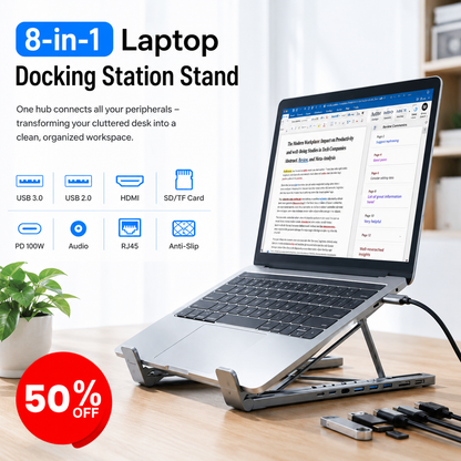 8-in-1 Laptop Docking Station Stand
